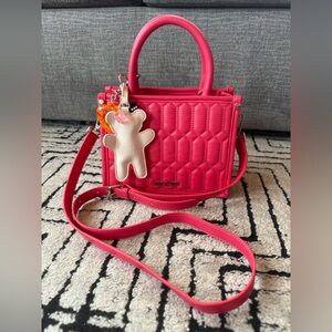 NWOT Steve Madden Pink Quilted Bag with Keychain and Detachable Strap